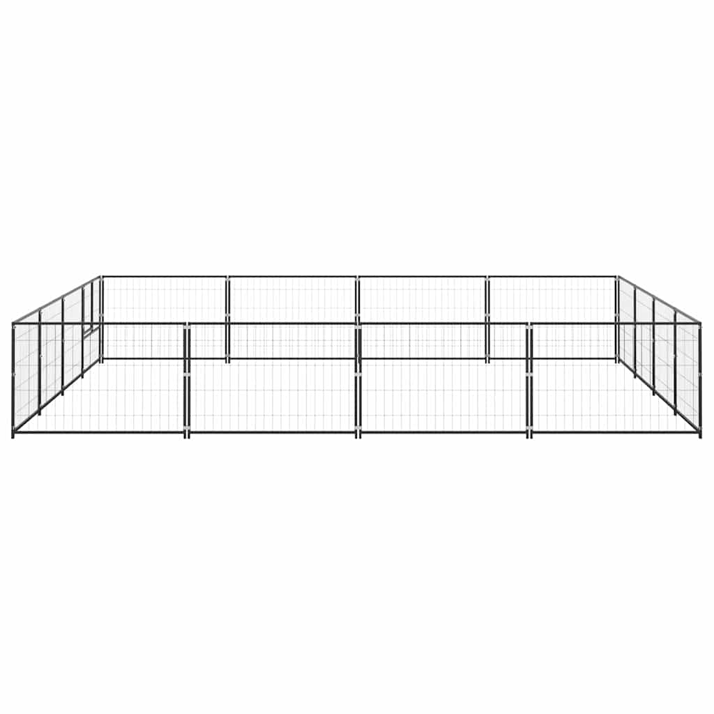vidaXL Kojec dla psa, czarny, 16 m², stalowy