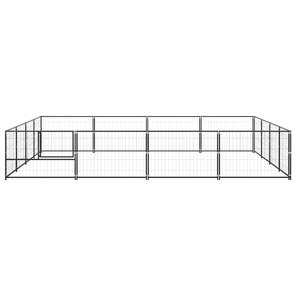 vidaXL Kojec dla psa, czarny, 16 m², stalowy