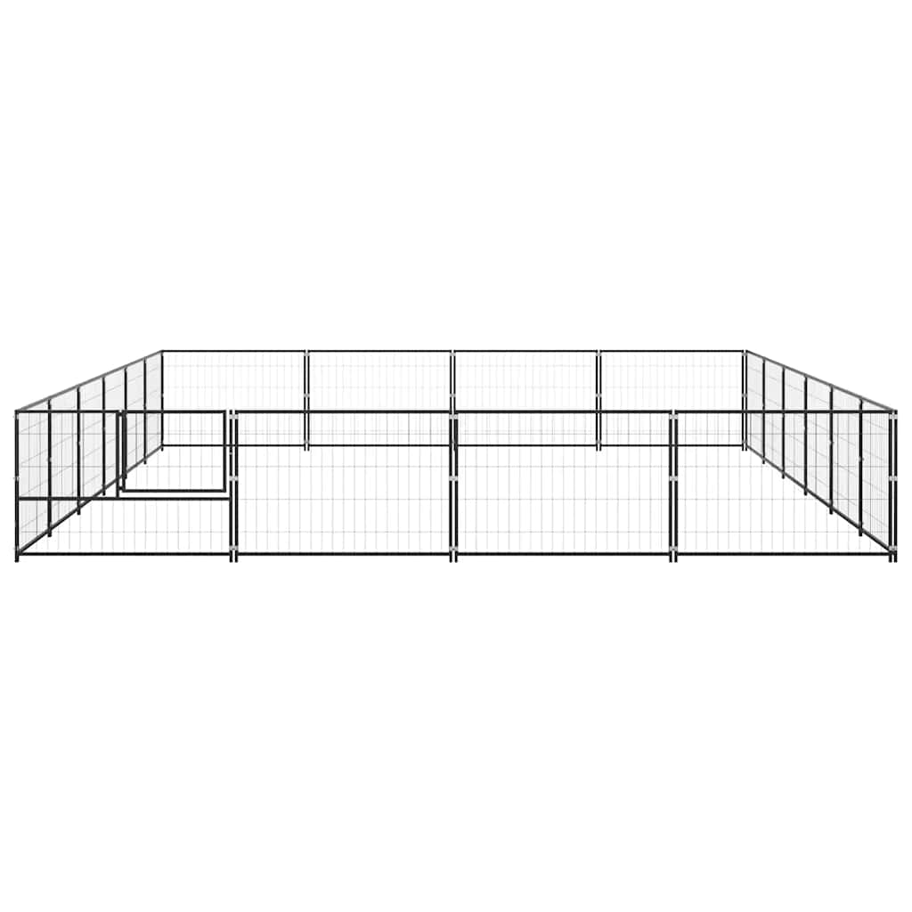 vidaXL Kojec dla psa, czarny, 24 m², stalowy