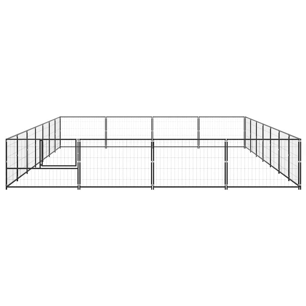 vidaXL Kojec dla psa, czarny, 28 m², stalowy