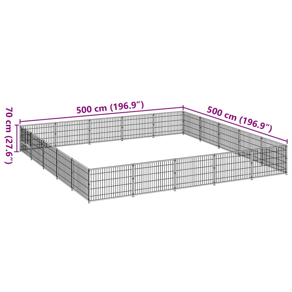 vidaXL Kojec dla psa, czarny, 25 m², stalowy