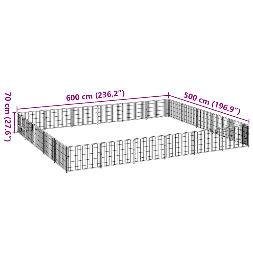 vidaXL Kojec dla psa, czarny, 30 m², stalowy
