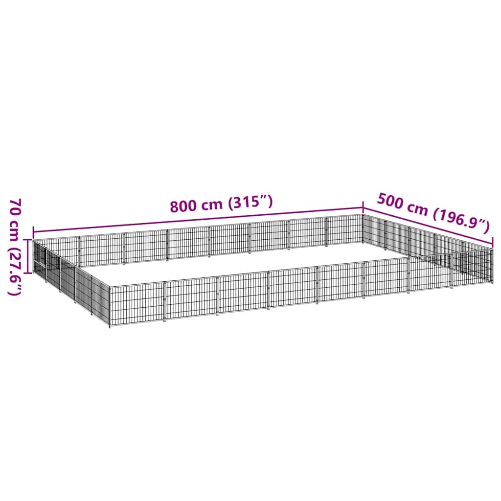 vidaXL Kojec dla psa, czarny, 40 m², stalowy