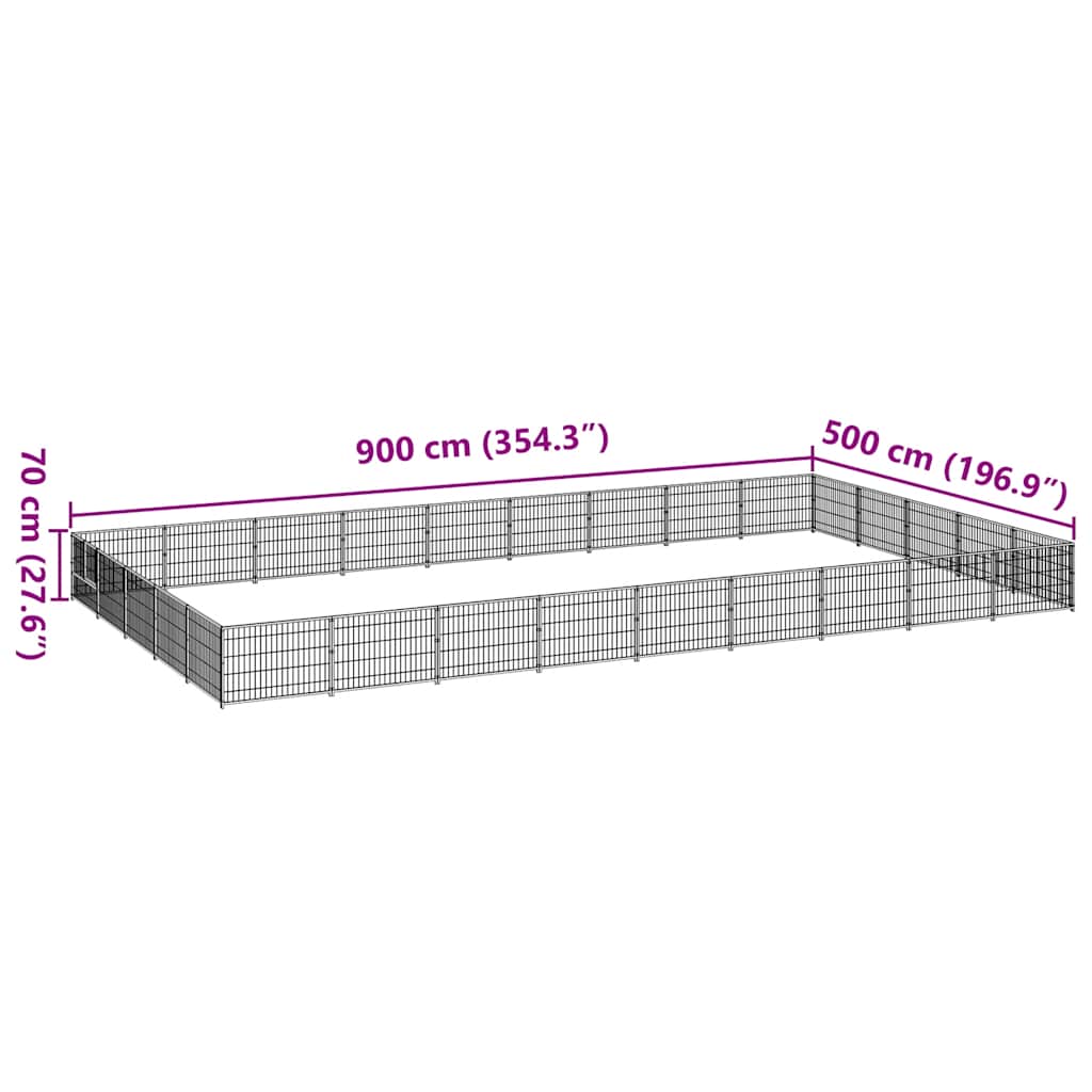 vidaXL Kojec dla psa, czarny, 45 m², stalowy