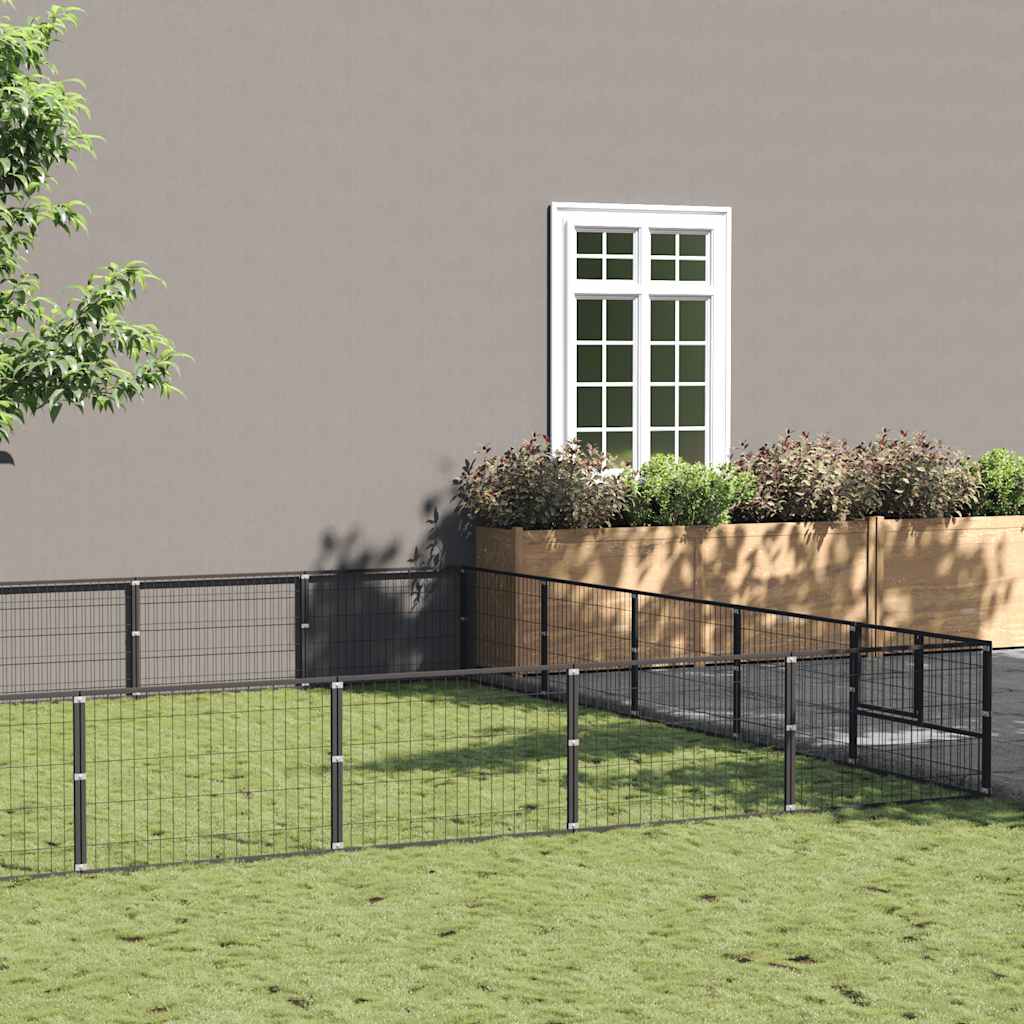 vidaXL Kojec dla psa, czarny, 45 m², stalowy