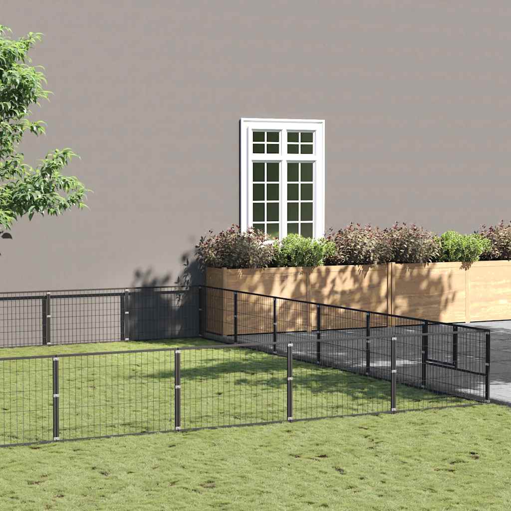 vidaXL Kojec dla psa, czarny, 60 m², stalowy