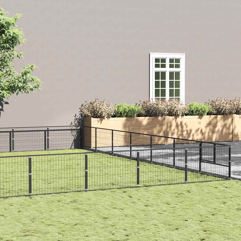 vidaXL Kojec dla psa, czarny, 49 m², stalowy