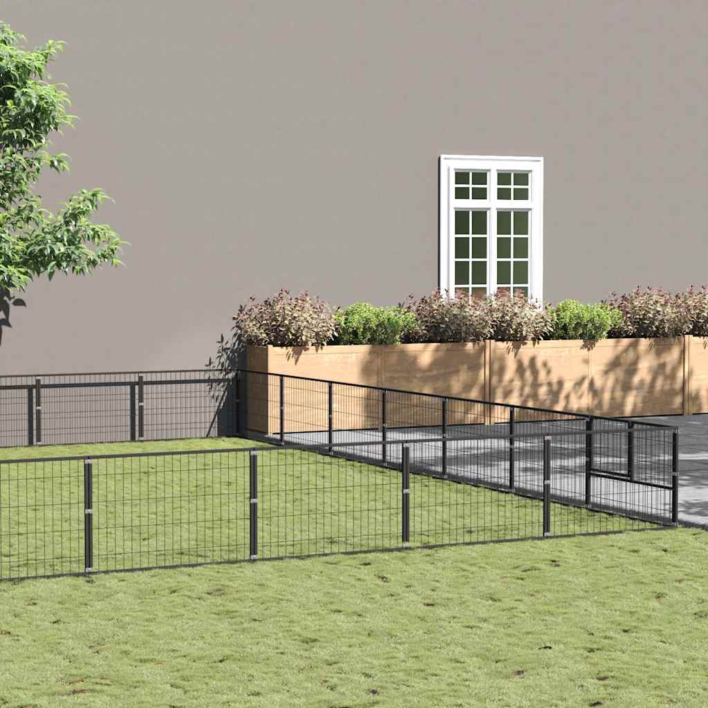 vidaXL Kojec dla psa, czarny, 56 m², stalowy