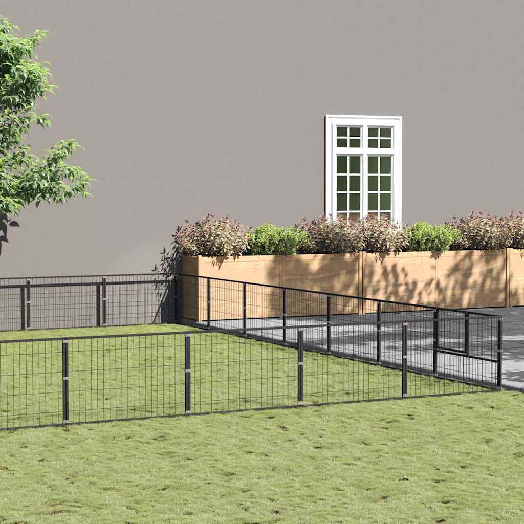vidaXL Kojec dla psa, czarny, 63 m², stalowy