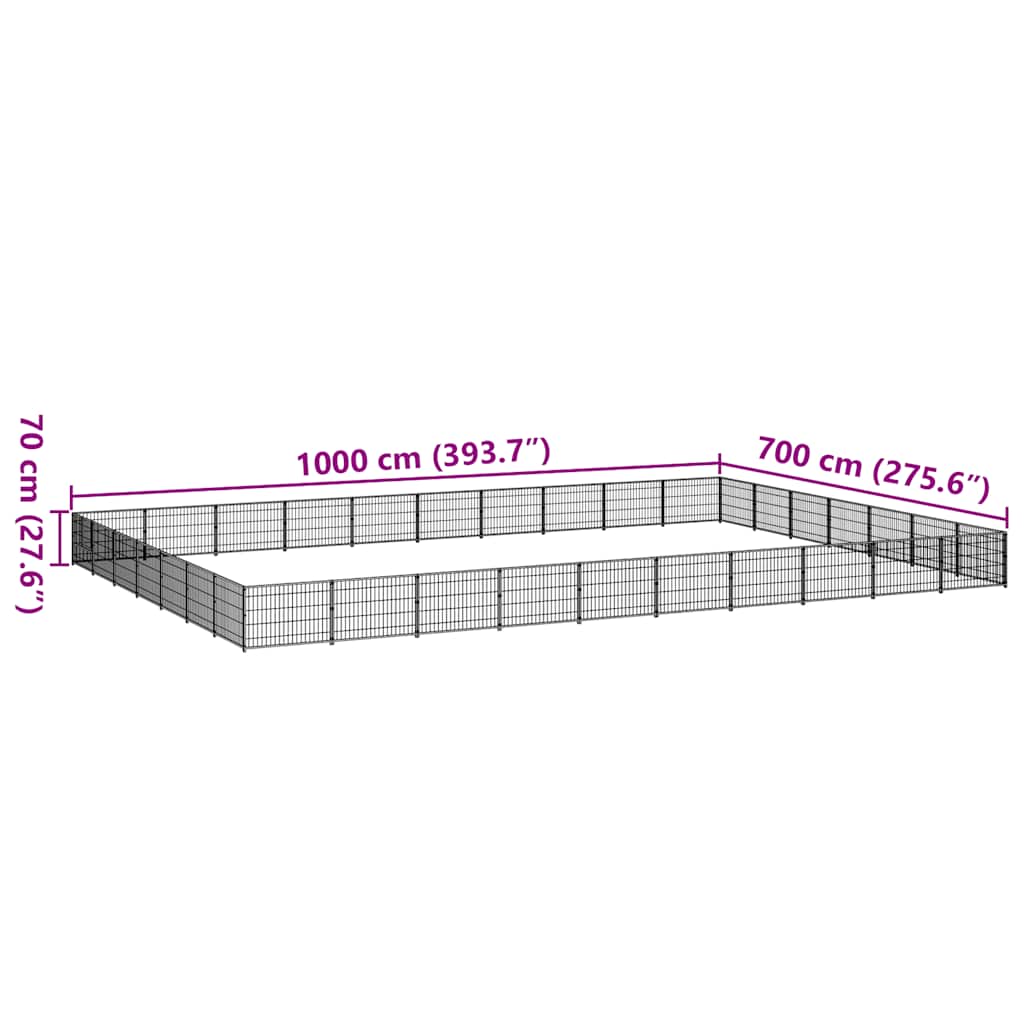 vidaXL Kojec dla psa, czarny, 70 m², stalowy