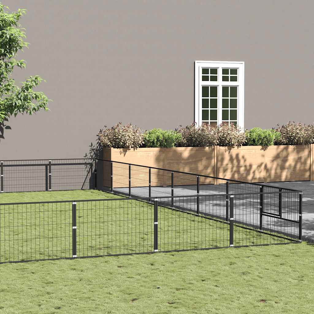 vidaXL Kojec dla psa, czarny, 80 m², stalowy