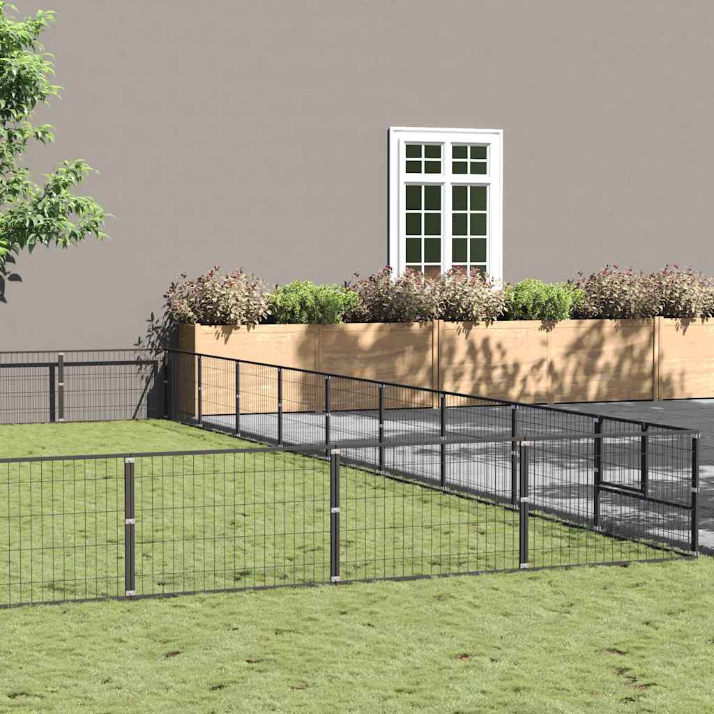 vidaXL Kojec dla psa, czarny, 81 m², stalowy