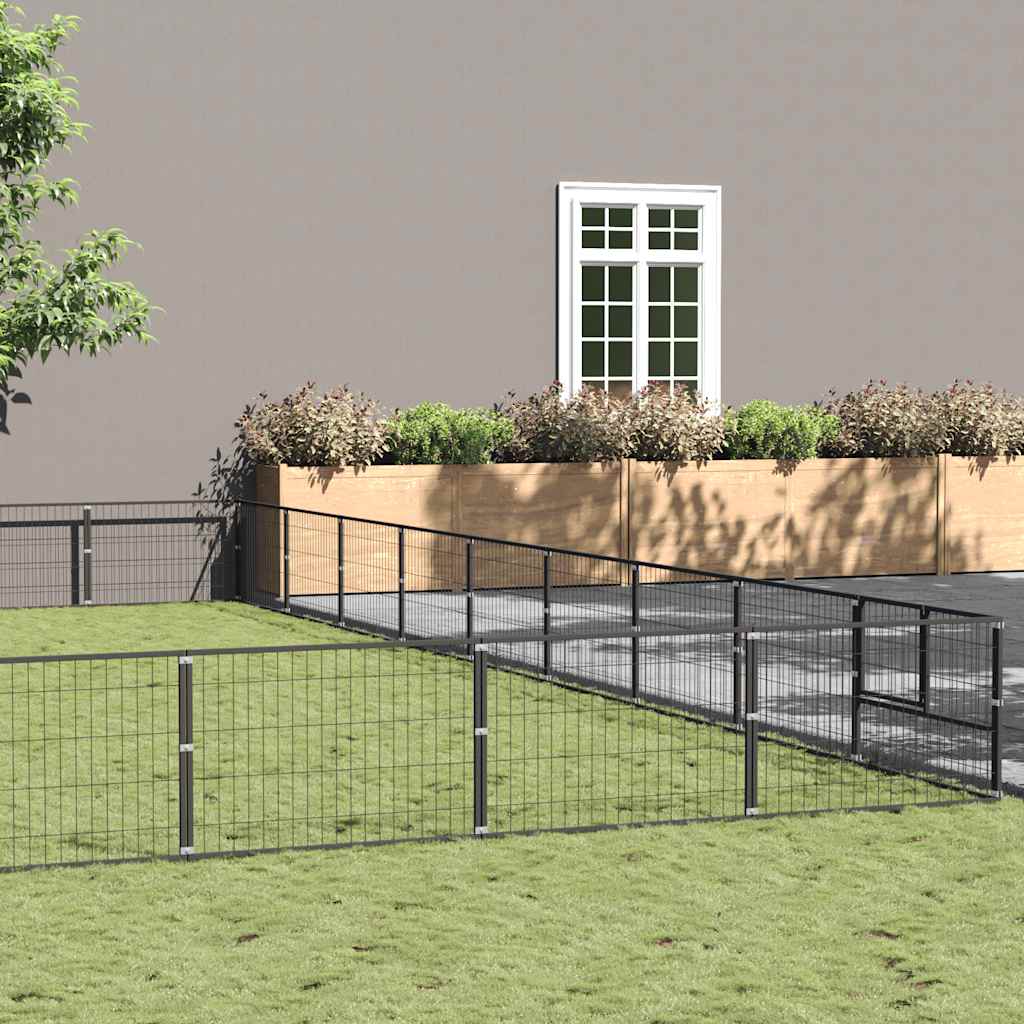 vidaXL Kojec dla psa, czarny, 90 m², stalowy