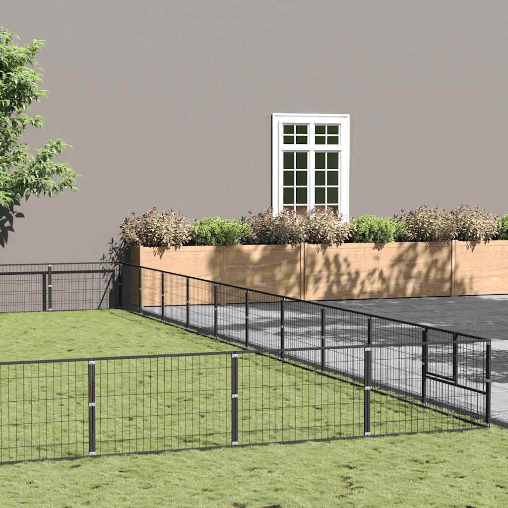 vidaXL Kojec dla psa, czarny, 100 m², stalowy