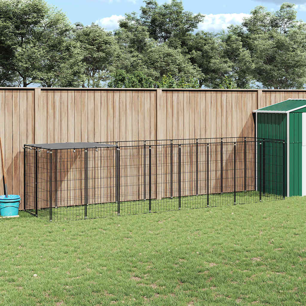 vidaXL Kojec dla psa, czarny, 4,84 m², stalowy