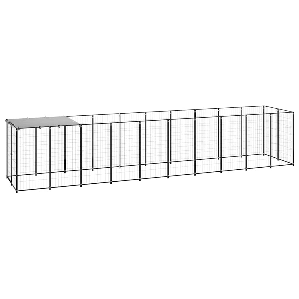 vidaXL Kojec dla psa, czarny, 6,05 m², stalowy