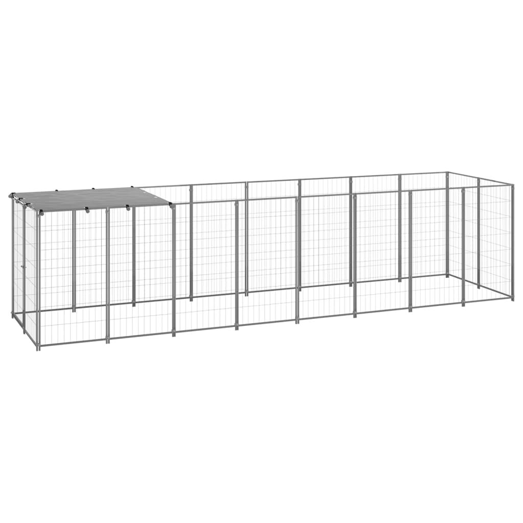 vidaXL Kojec dla psa, srebrny, 4,84 m², stalowy
