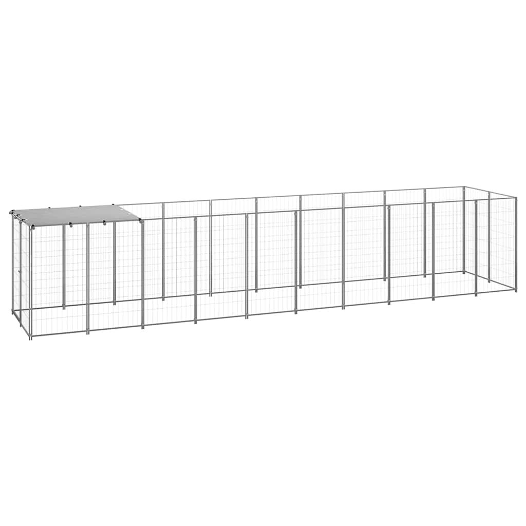 vidaXL Kojec dla psa, srebrny, 6,05 m², stalowy