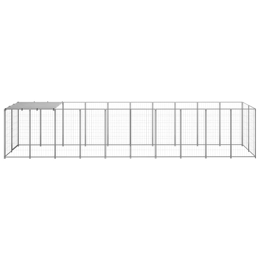 vidaXL Kojec dla psa, srebrny, 6,05 m², stalowy