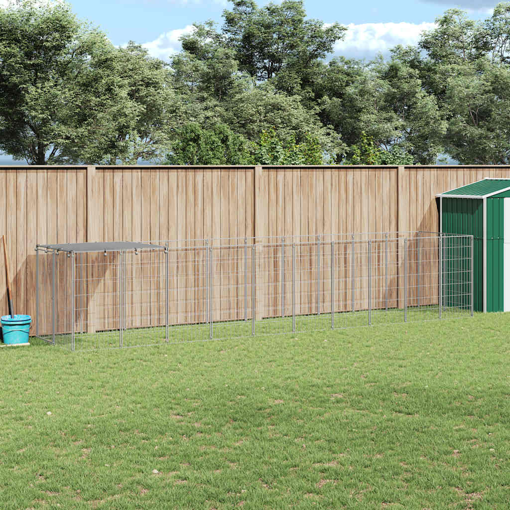 vidaXL Kojec dla psa, srebrny, 6,05 m², stalowy