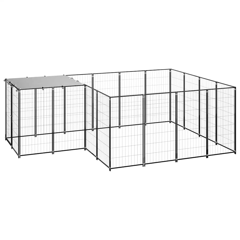 vidaXL Kojec dla psa, czarny, 6,05 m², stalowy