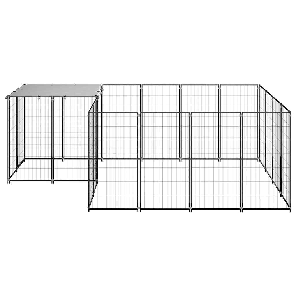 vidaXL Kojec dla psa, czarny, 6,05 m², stalowy