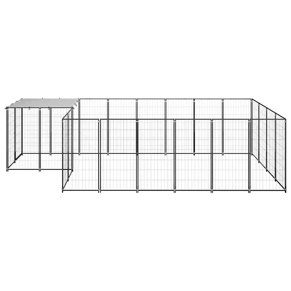 vidaXL Kojec dla psa, czarny, 8,47 m², stalowy