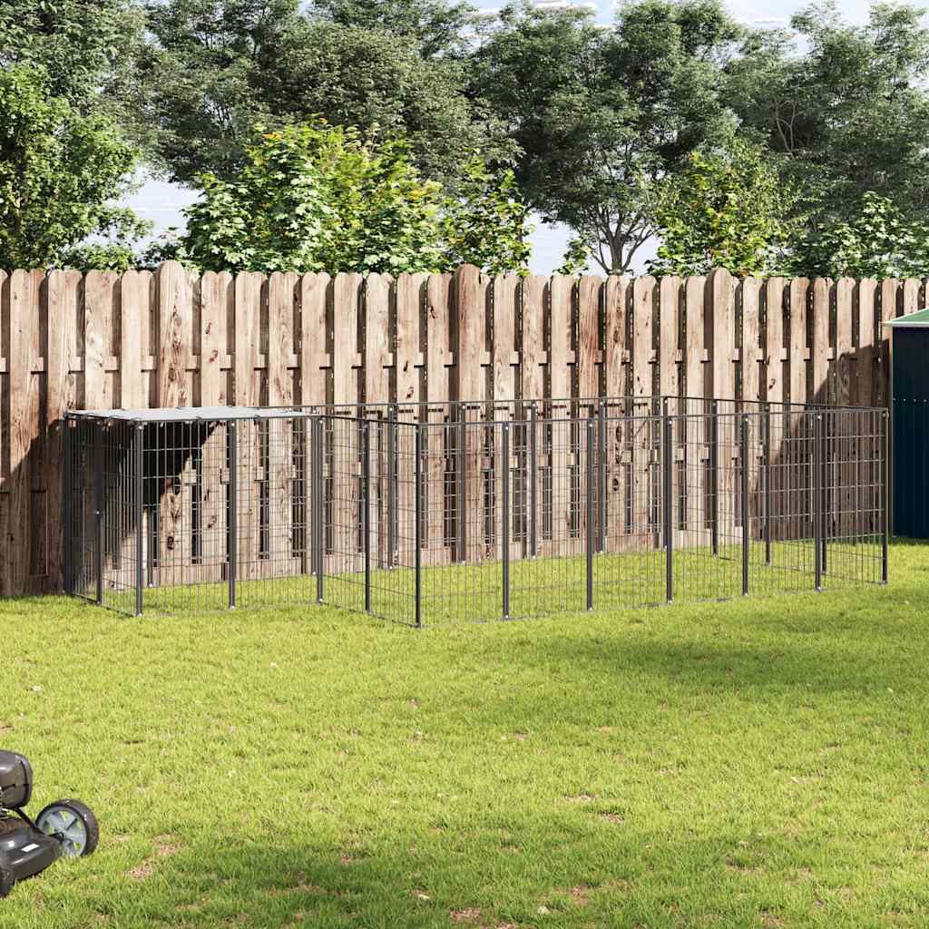vidaXL Kojec dla psa, czarny, 8,47 m², stalowy