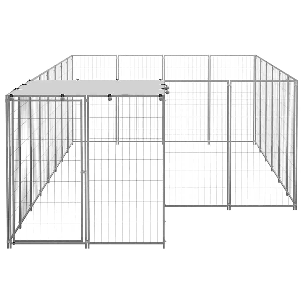 vidaXL Kojec dla psa, srebrny, 8,47 m², stalowy