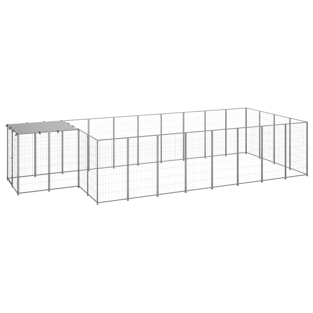vidaXL Kojec dla psa, srebrny, 10,89 m², stalowy