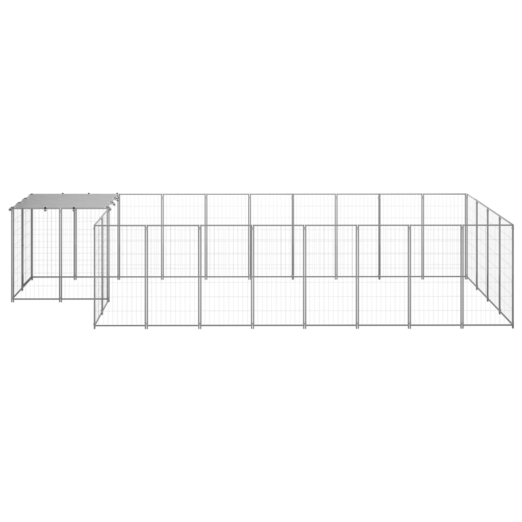 vidaXL Kojec dla psa, srebrny, 10,89 m², stalowy