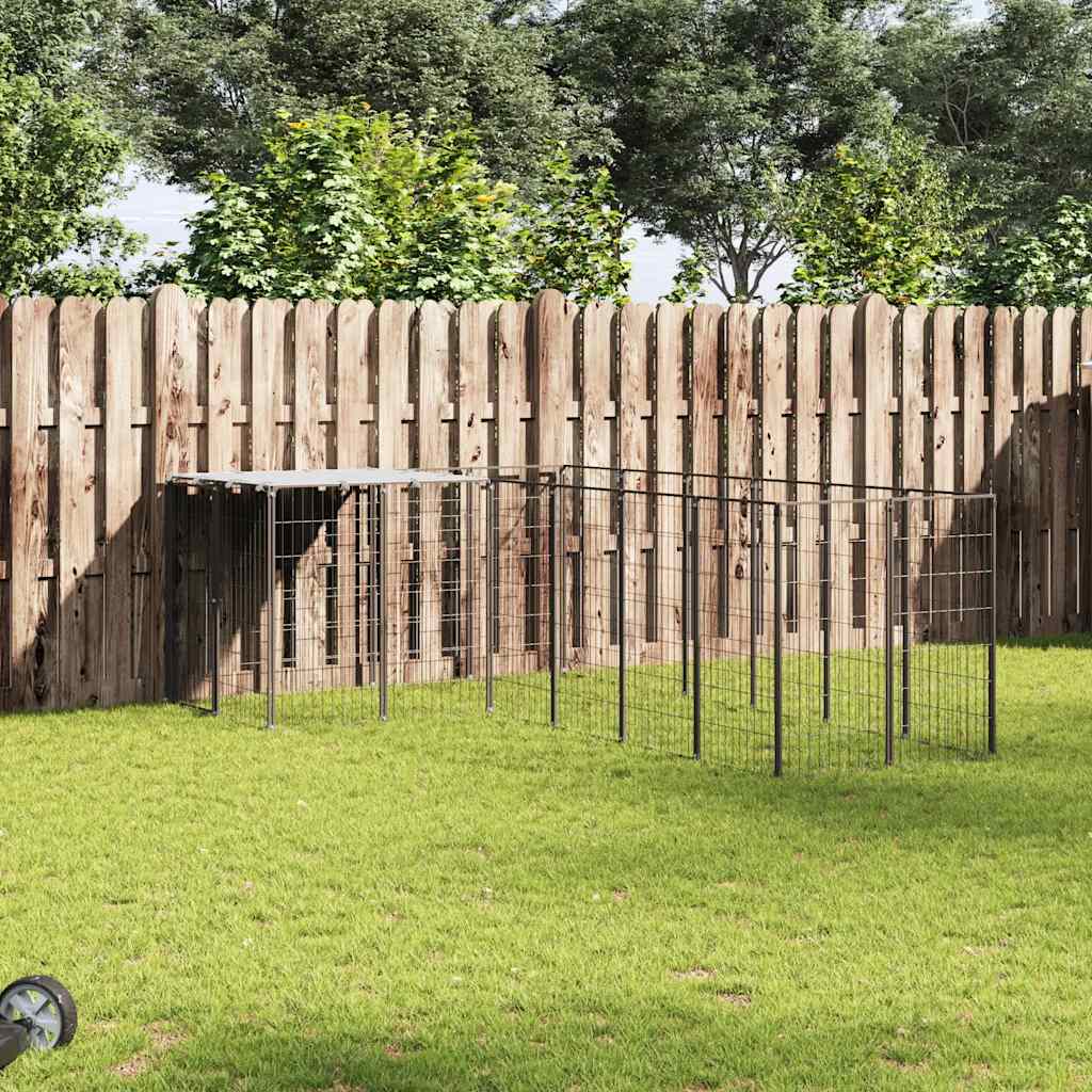 vidaXL Kojec dla psa, czarny, 8,47 m², stalowy