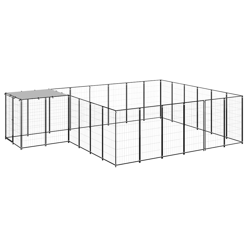 vidaXL Kojec dla psa, czarny, 12,1 m², stalowy