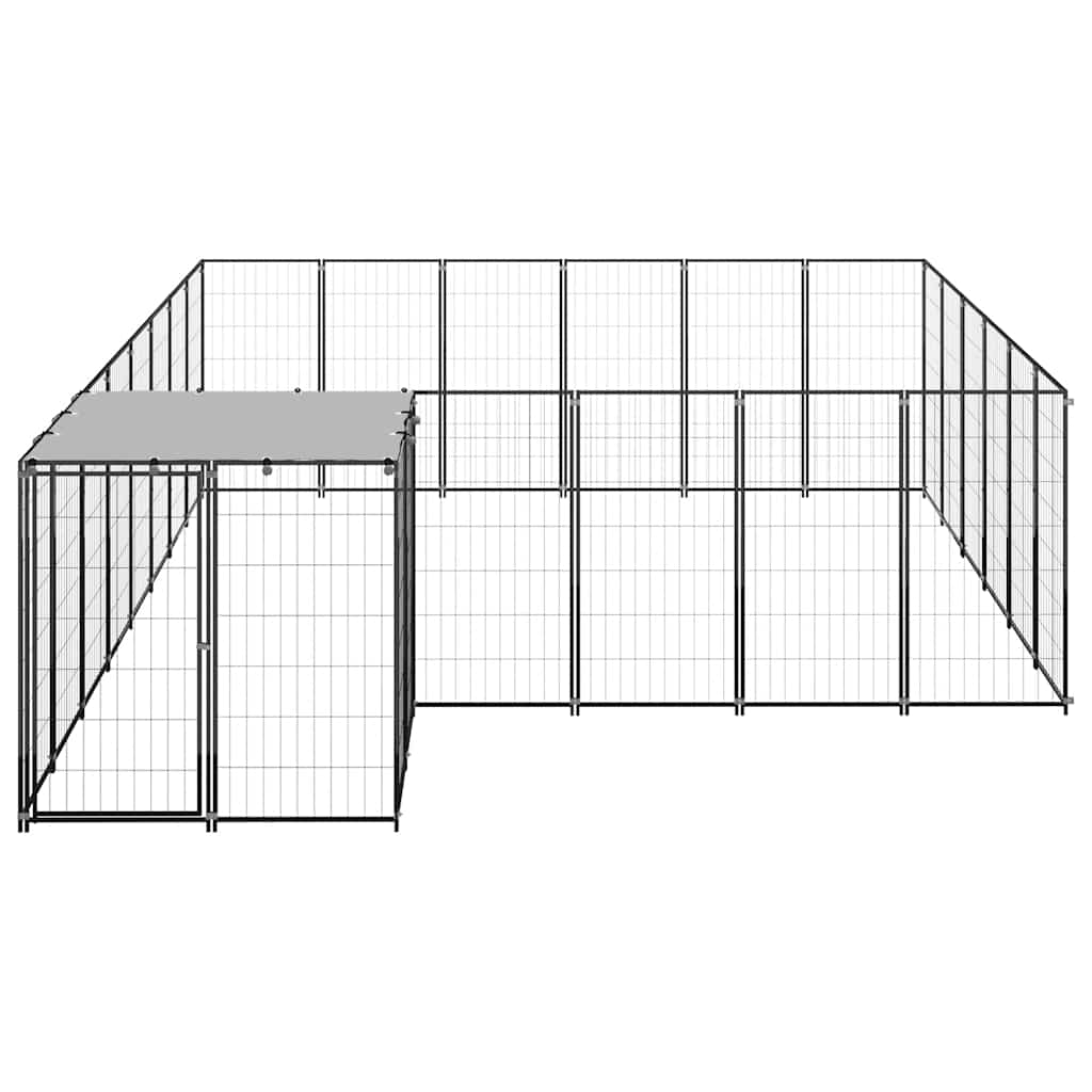 vidaXL Kojec dla psa, czarny, 12,1 m², stalowy