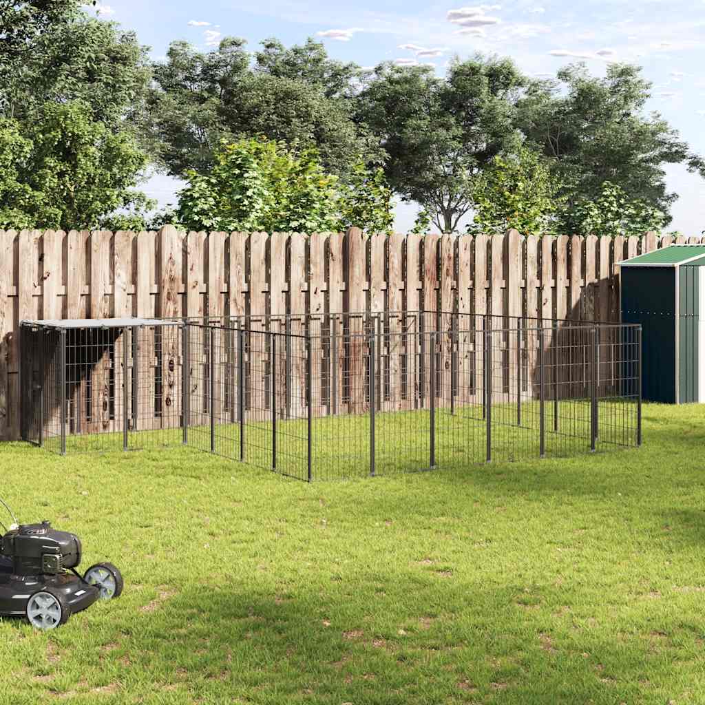 vidaXL Kojec dla psa, czarny, 12,1 m², stalowy