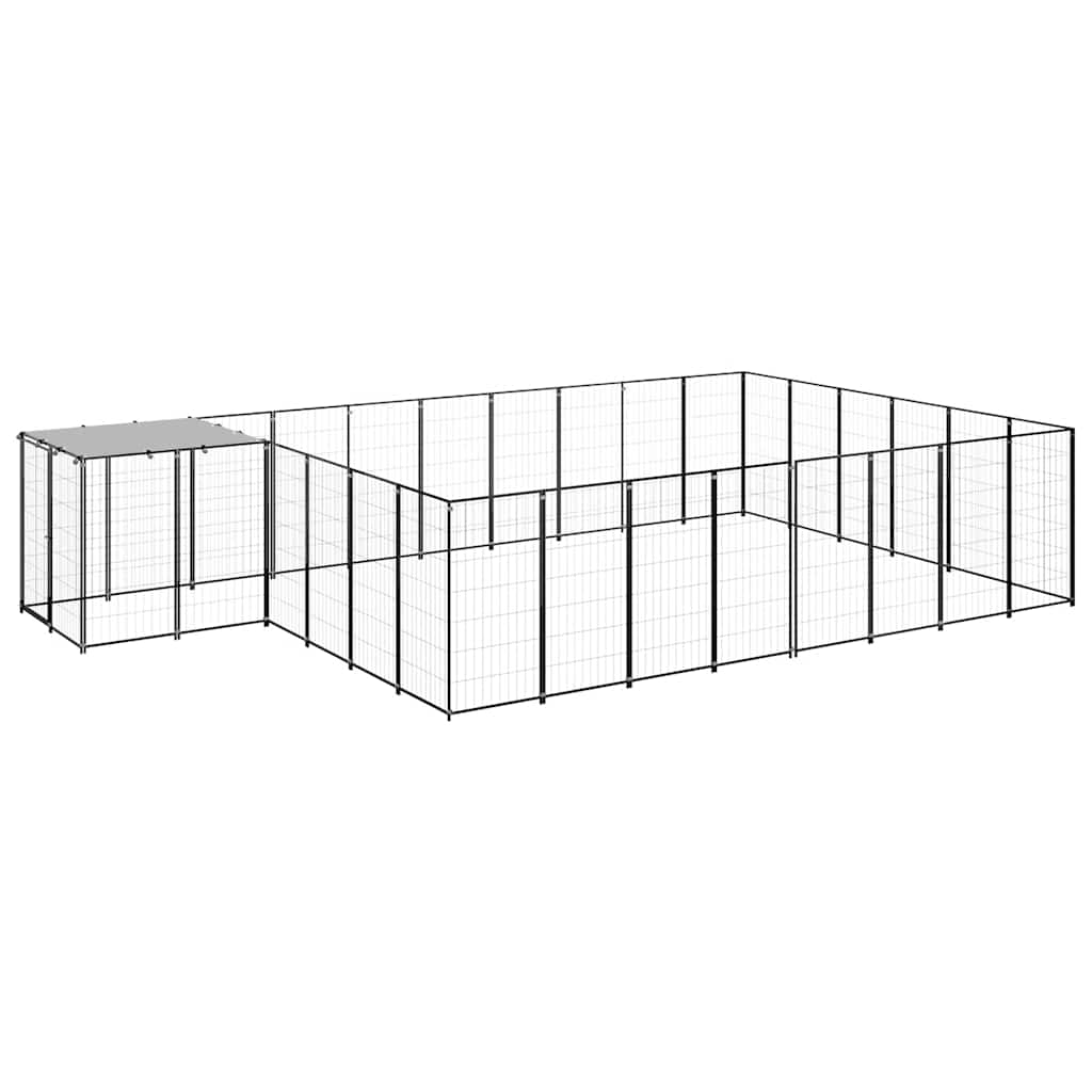 vidaXL Kojec dla psa, czarny, 15,73 m², stalowy