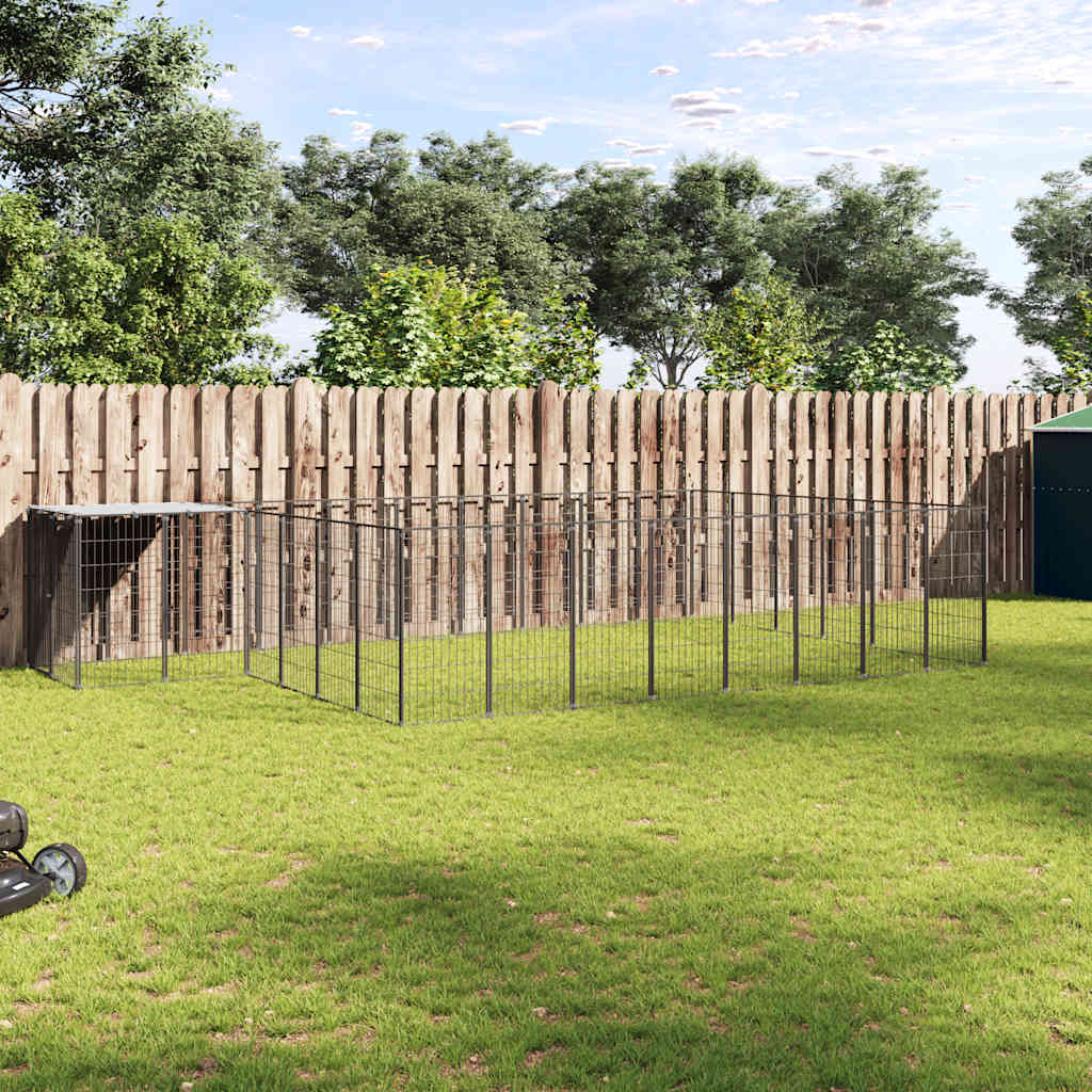 vidaXL Kojec dla psa, czarny, 15,73 m², stalowy