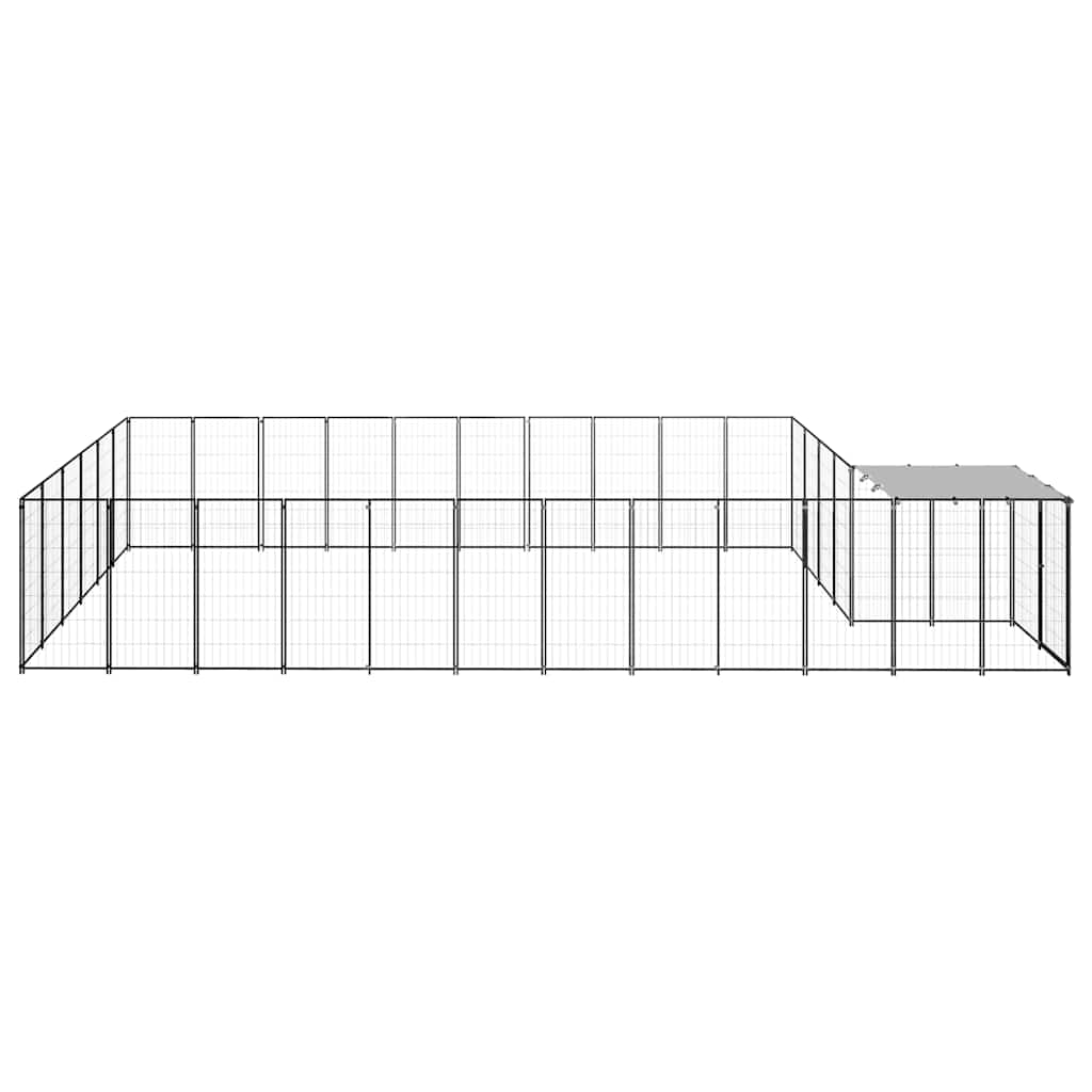 vidaXL Kojec dla psa, czarny, 19,36 m², stalowy