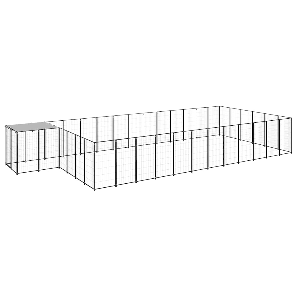 vidaXL Kojec dla psa, czarny, 22,62 m², stalowy
