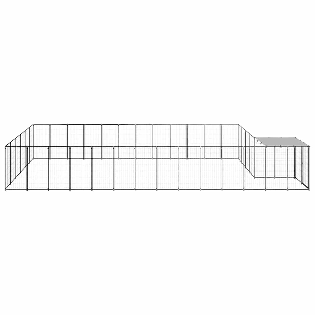 vidaXL Kojec dla psa, czarny, 22,62 m², stalowy