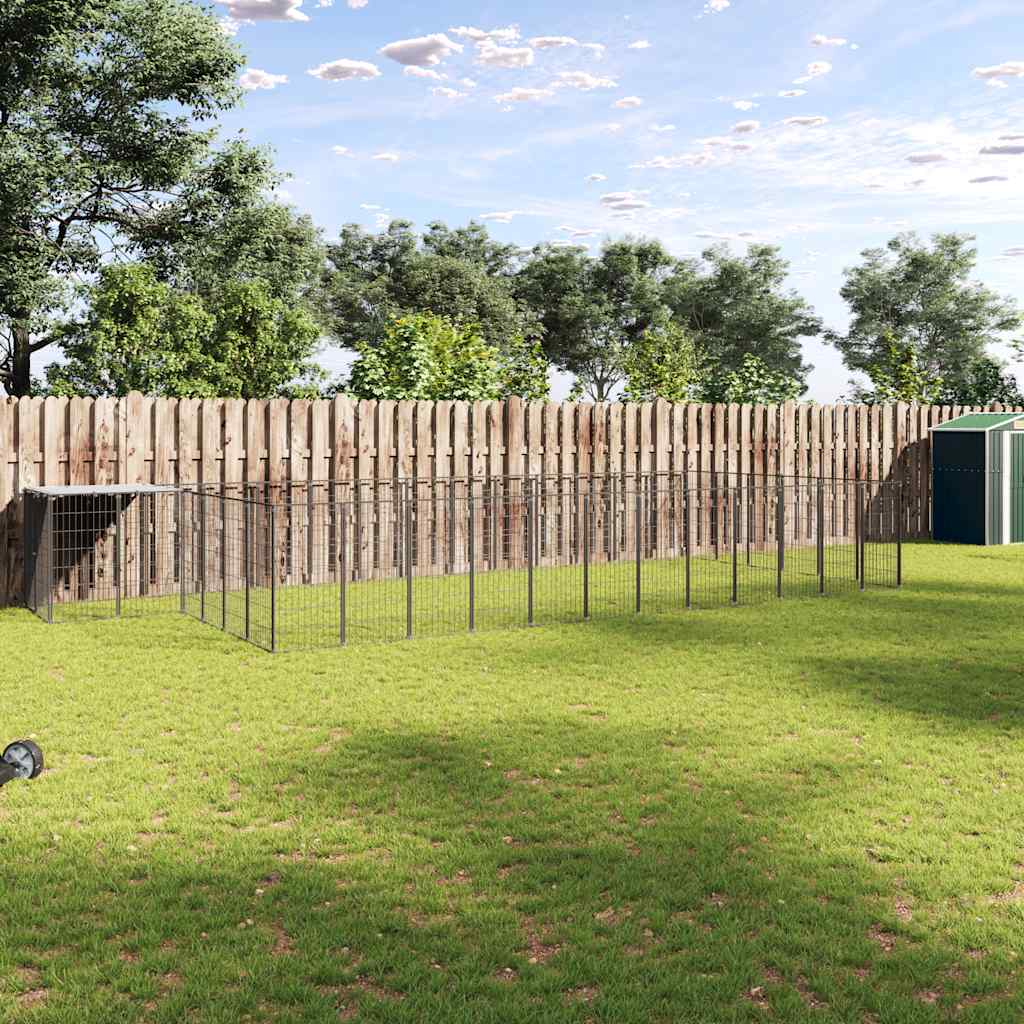 vidaXL Kojec dla psa, czarny, 22,62 m², stalowy
