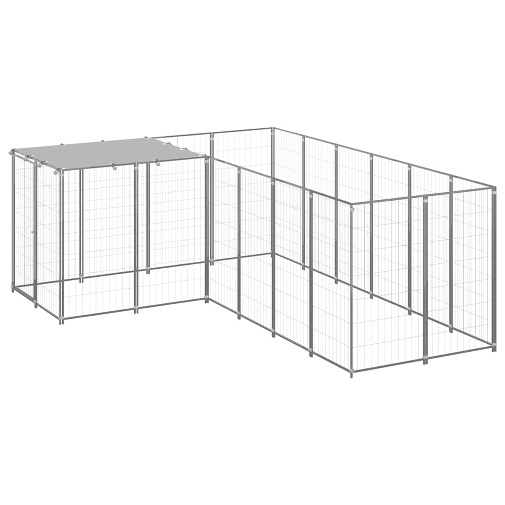 vidaXL Kojec dla psa, srebrny, 4,84 m², stalowy