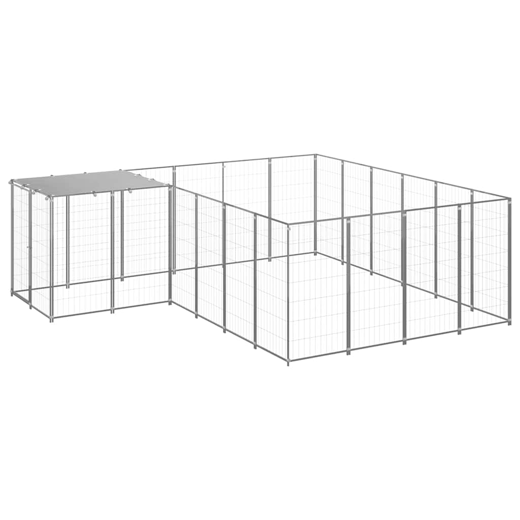 vidaXL Kojec dla psa, srebrny, 8,47 m², stalowy