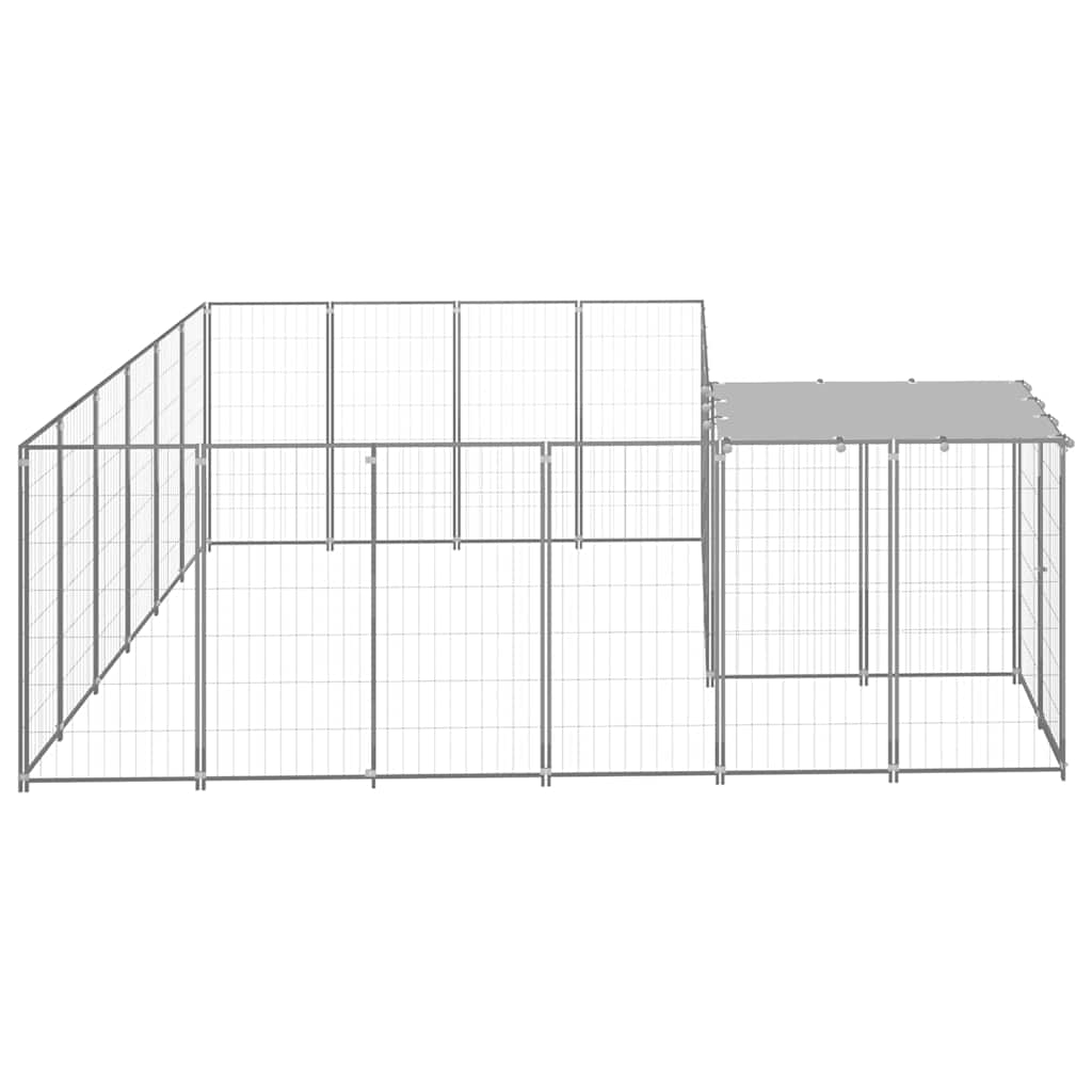vidaXL Kojec dla psa, srebrny, 8,47 m², stalowy