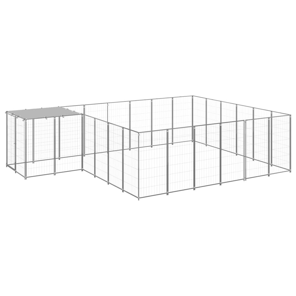 vidaXL Kojec dla psa, srebrny, 12,1 m², stalowy