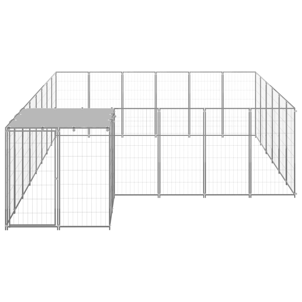 vidaXL Kojec dla psa, srebrny, 12,1 m², stalowy
