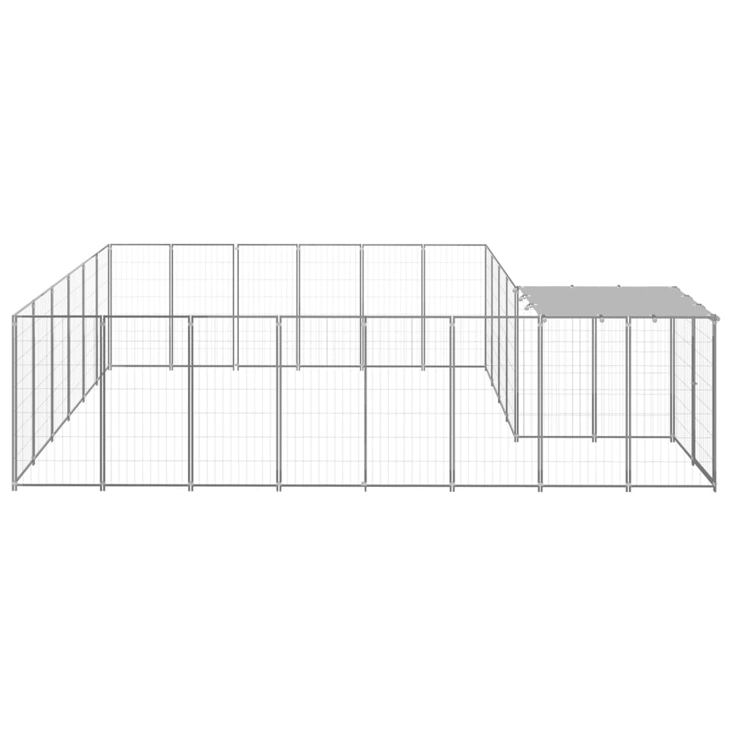 vidaXL Kojec dla psa, srebrny, 12,1 m², stalowy
