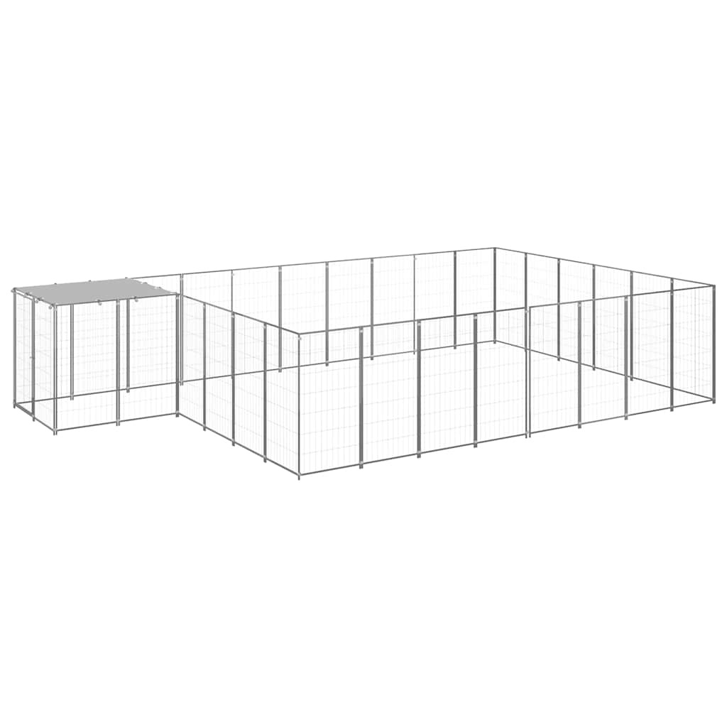 vidaXL Kojec dla psa, srebrny, 15,73 m², stalowy