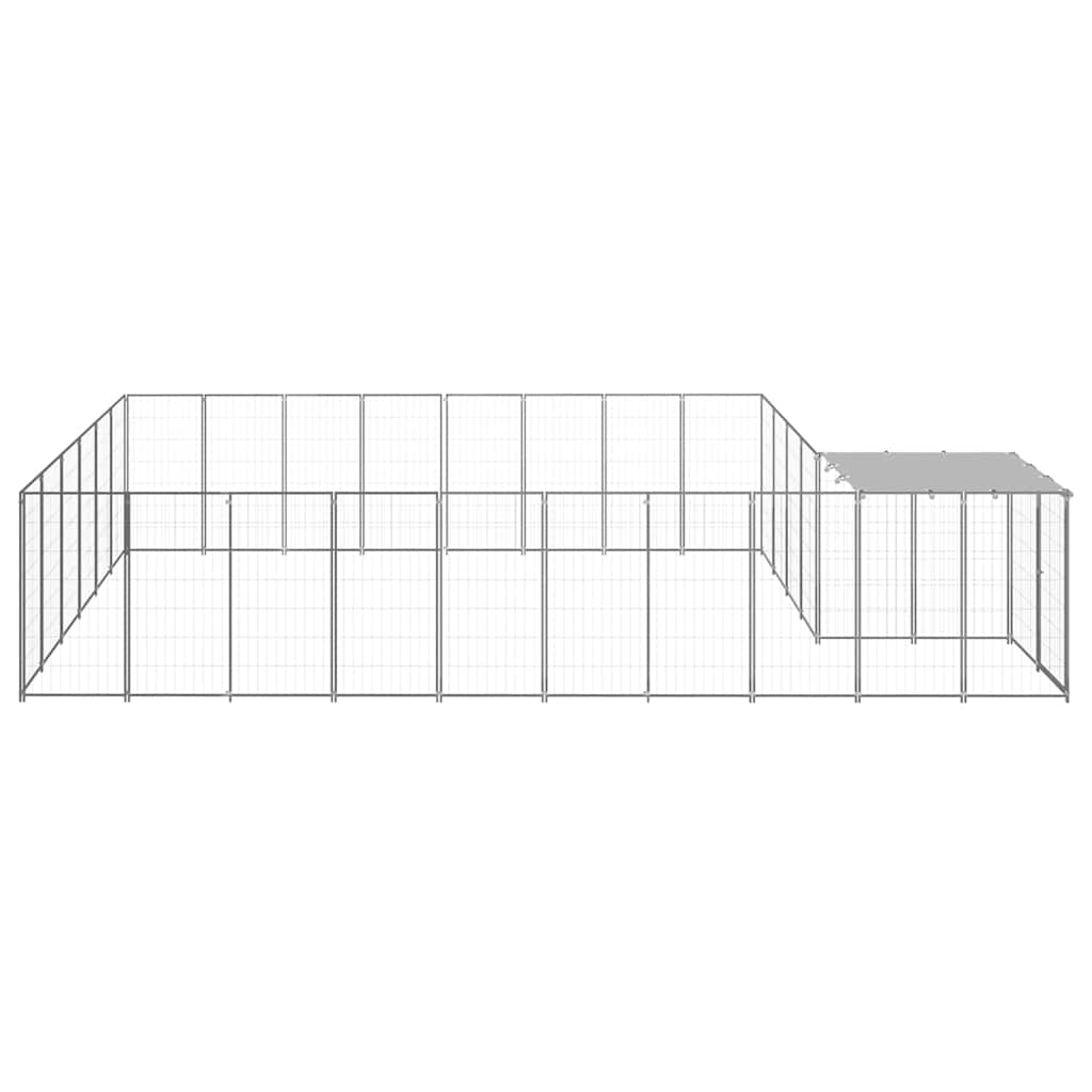 vidaXL Kojec dla psa, srebrny, 15,73 m², stalowy
