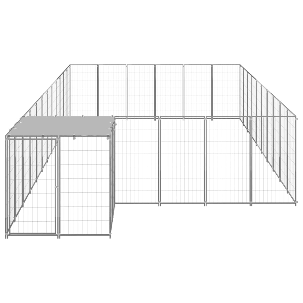 vidaXL Kojec dla psa, srebrny, 19,36 m², stalowy